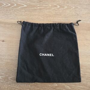 Chanel Designer Black Mini Dust Bag Aprox 9.5" × 9" Logo Drawstring